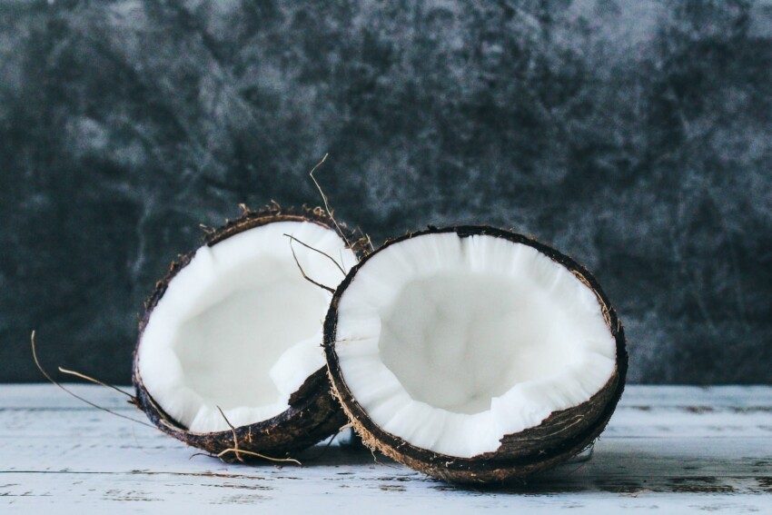 white and brown round coconut