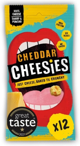 CHEESIES | Crunchy Cheese Keto Snack | Cheddar | 100% Cheese 12 Pack