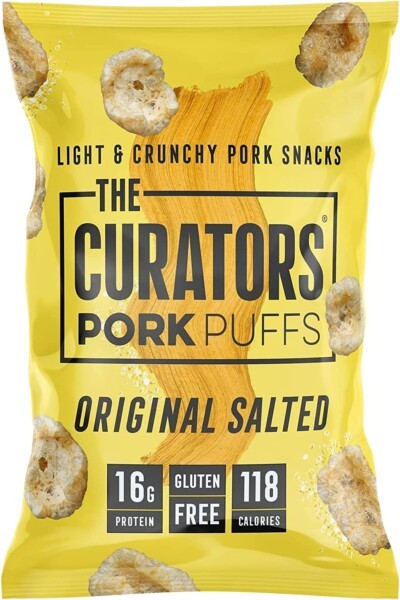 THE CURATORS High Protein Pork Puffs, Original Salted, 22g (12 Packs)